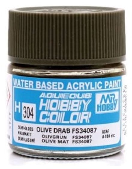 Gunze H-304 - FS34087 Olivdrab Sg - Mr. Hobby Aqueous Modelbouwverf 10ml
