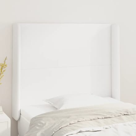 vidaXL - Hoofdbord - met - randen - 103x16x118/128 - cm - kunstleer - wit