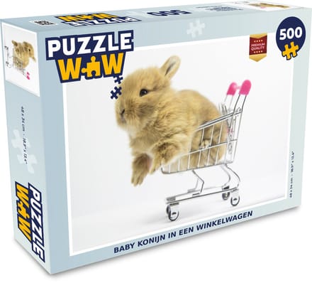 Puzzel Konijn - Baby - Wit - Legpuzzel - Puzzel 500 stukjes