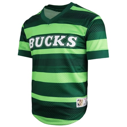 Mitchell & Ness NBA Bucks Wordmark Mesh Heren T-shirt