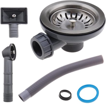 Zeynomax - Gootsteen Afvoer Set - Afvalplug Kit - Gootsteen Accessoire - Voor 4,6 cm Gootsteen - Inclusief Overloop Deksels