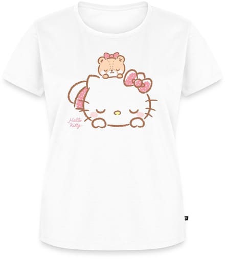 Hello Kitty Met Teddy Op Haar Rug Premium T Shirt Dames