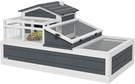 Pawhut Schildpaddenhuis-Sparrenhout, metaal-112L x 65B x 59H cm-Grijs