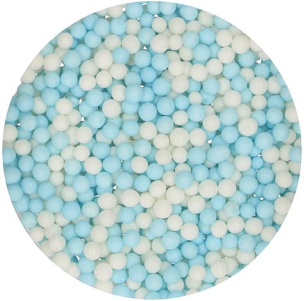 FunCakes Zachte Parels - Medium - Blauw/Wit - 60g - Eetbare Taartdecoratie