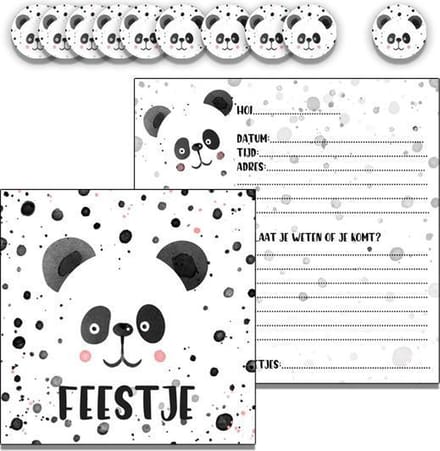 Uitnodiging kinderfeest - panda - stickers - 10 stuks