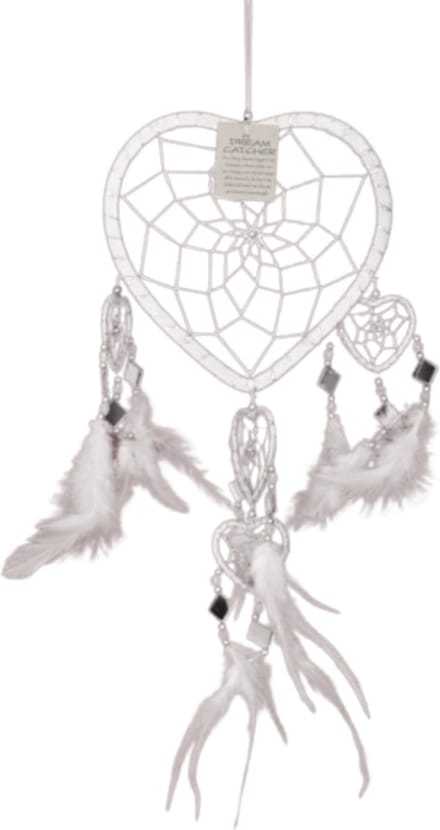 Dromenvanger Hartje met spiegels - wit - 17 cm - Dreamcatcher