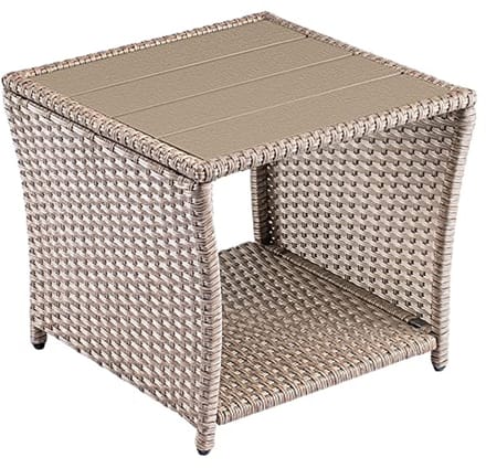 Verstelbare Polyrattan Bijzettafel met WPC Tafelblad