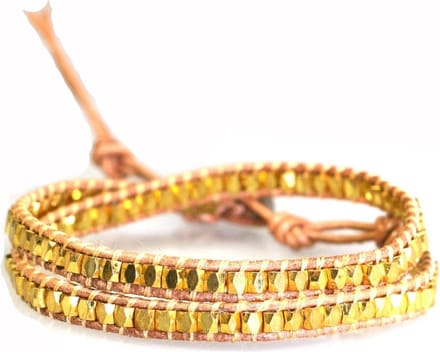 Dames armband - Ibiza - wrap Leer met stenen en verstelbare sluiting (fits all)