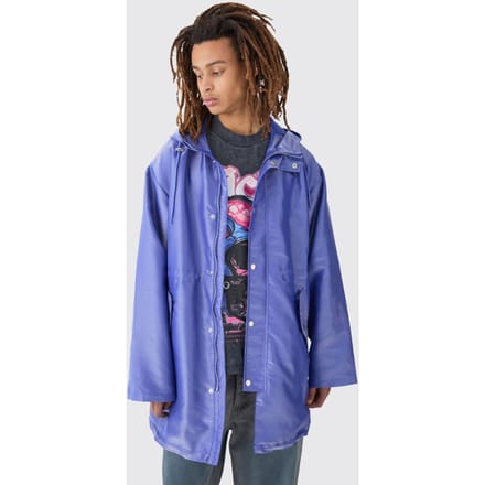 Liquid Metallic Parka Jacket | Blue | Size Medium