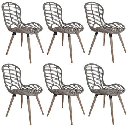 vidaXL - Eetkamerstoelen - 6 - st - natuurlijk - rattan - bruin