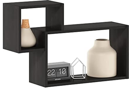Zwevende Decoratieve Wandsteunen Set van 2 - Interweave Planken in Espresso