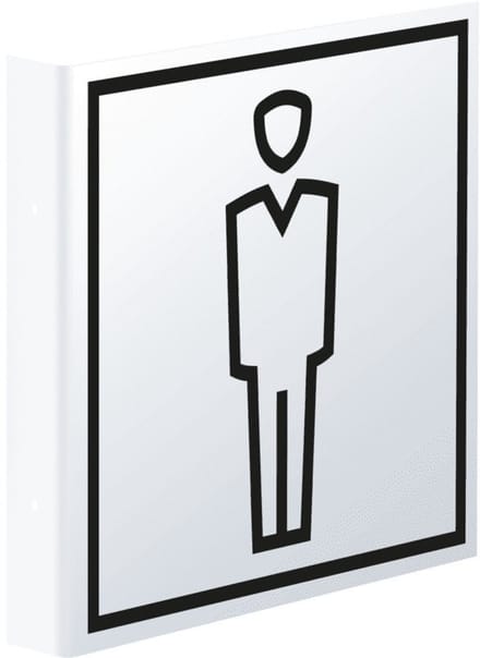 WC heren haakse bord - kunststof - 150 x 150 mm