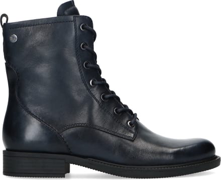 No Stress - Dames - Blauwe leren veterlaarsjes - Maat 36