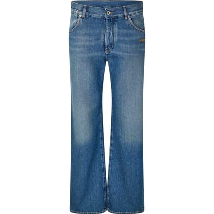 Off White Herenjeans met wijde pijpen en een relaxte pasvorm (Medium Blauw)