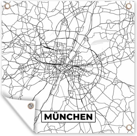 Tuindoek München - Stadskaart - Kaart - Plattegrond - 100x100 cm