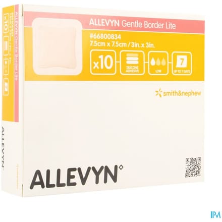 Smith & Nephew - Pleister - Wondzorg - Verband - Allevyn Gentle Border Lite - 7,5 cm x 7,5 cm - 10 stuks per doos