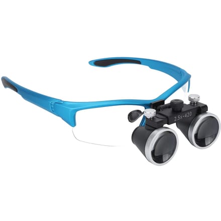 Verlichte Hoofdvergrootbril Matblauw 2.5X Vergrootglas voor Tandheelkunde 100‑240V EU Plug
