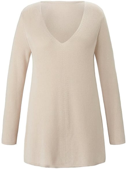 Trui in A-lijn V-hals Van Emilia Lay beige