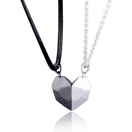 Collier - AS shown - 2 pièces - Argent - Mixte - Amoureux coeur pendentif white
