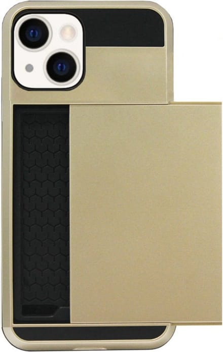 ADEL Kunststof Back Cover Hardcase Hoesje Geschikt voor iPhone 14 Pro Max - Pasjeshouder Goud