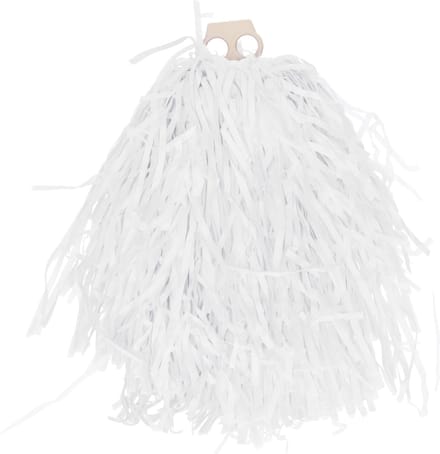 Cheerballs/pompoms - 1x - wit - met franjes en ring handgreep - 28 cm