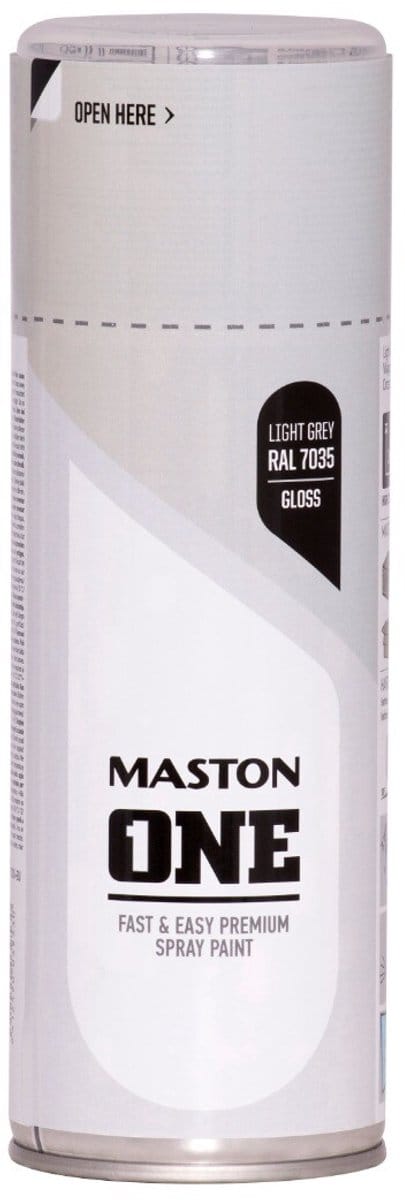 Maston ONE - spuitverf - hoogglans - lichtgrijs (RAL 7035) - 400 ml - spuitbus verf