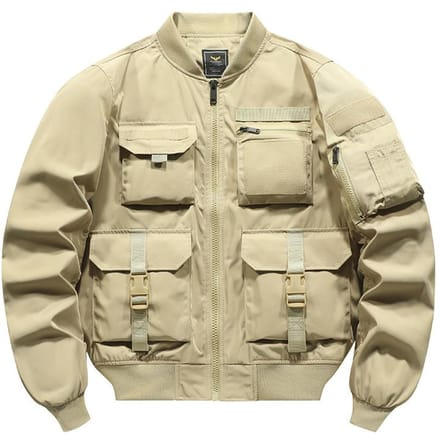 Bomberjack Heren Baseballuniform Multi-zak Werkjas Functionele Jas Drievoudig Bewezen Aanvalstop 4XL beige