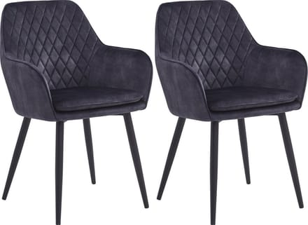 Colenis® - Laura Eetkamerstoel - Set Van 2 - Grijs - Adoré Velvet - Design - Industrieel - Met armleuning