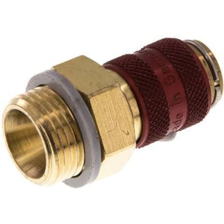 Messing DN 5 Rood Luchtkoppeling Snelkoppeling G 3/8 inch Buitendraad - CLS5-M-B-RED-038
