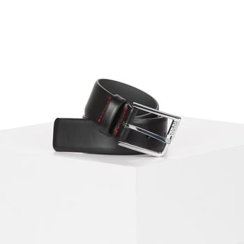 HUGO Leren Riem Glonn Sz35 Leather Belt W85 Black Zwart