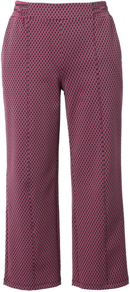Ulla Popken - Dames - Jaquardbroek rechte pijpen elastische tailleband - Marine - Maat 46
