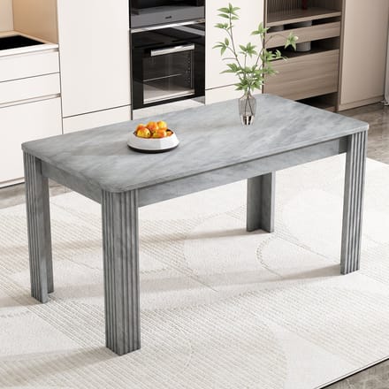 MODENUIT Eettafel - Rechthoekig Met Houtnerfdecor En Vier Stevige Poten - Voor Eetkamer En Woonruimte - Grijs