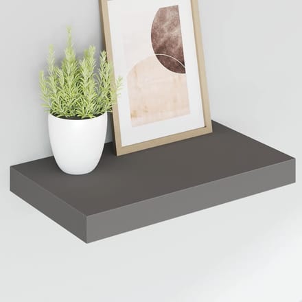 vidaXL - Wandschappen - zwevend - 2 - st - 40x23,5x3,8 - cm - MDF - hoogglans - grijs