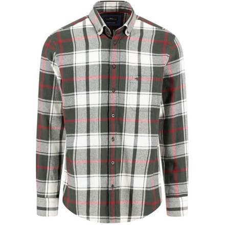 Fynch-Hatton Overhemd Check Pattern Premium Flanel Button-Down Dark Ivy / male