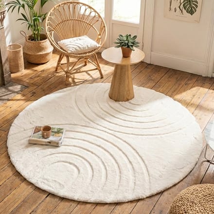 FRAAI Rond hoogpolig vloerkleed - Carvy Arches Crème - Ø 100cm