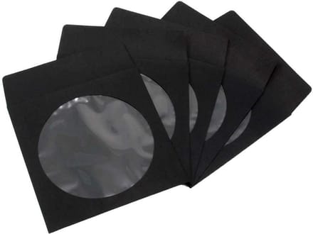 1000 Stuks Zwarte Kartonnen CD/DVD/Blu-ray Opberghoezen met Venster