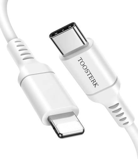 Toosterk USB-C naar Lightning Kabels | 1 Meter | Wit | Geschikt voor Apple | Oplader Kabel