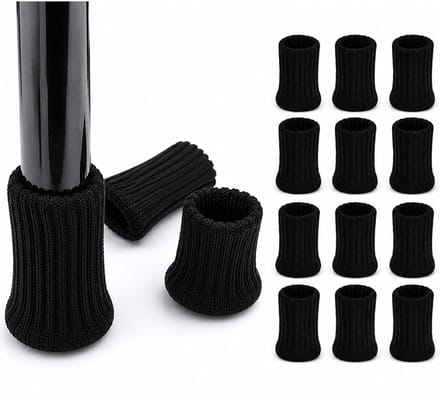 Gebreide stoelsokken / meubelpoten, 16-pack Black
