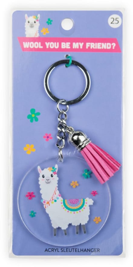 Sleutelhanger met kwastje | Acryl sleutelhanger - Alpaca