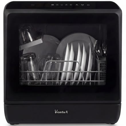 Ventux® Mini Vaatwasser Incl. App – Afwasmachine – 5 Programma’s – 900 Watt – 42,5 x 42,8 x 45,8 cm - Zwart