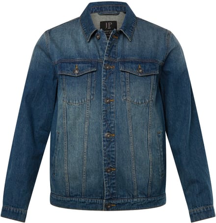JP 1880 - Heren - Denim jack borstzakken knoopsluiting - Blauw denim - Maat 3XL