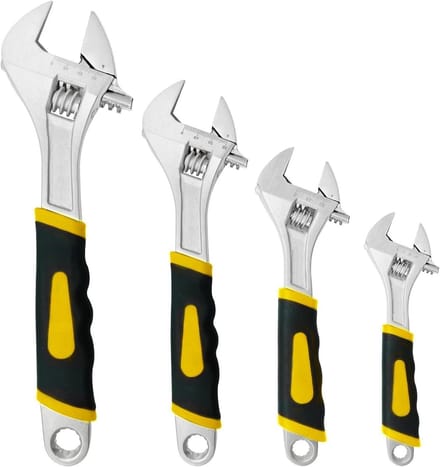 Set van 4 Verstelbare Rolvorksleutels | Multifunctioneel voor Schroeven en Moeren | Inclusief Anti-Slip Greep