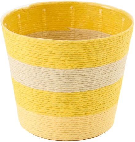 J-Line bloempot Gestreept - papier - geel/naturel - medium