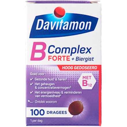 Davitamon vitamine B-Complex Forte met Biergist en vitamine B12 - Compleet vitamine B voedingssupplement - 100 Tabletten