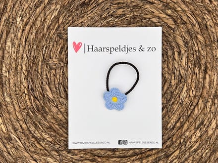 Elastiek - per stuk - hippe kleuren - met bloem - meisjes - blossem - blauw