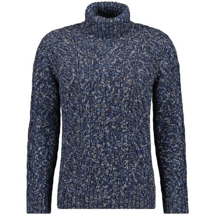 Ragman Trui Col Cable Design Pullover Mocca-Blue / male