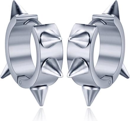 LGT Jewels oorringen Edelstaal Spike Silver