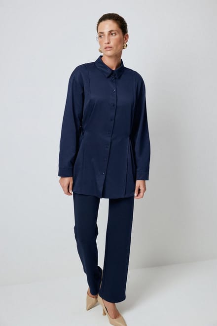 Touché Privé - Satijnen blouse met veters - Marine - Dames