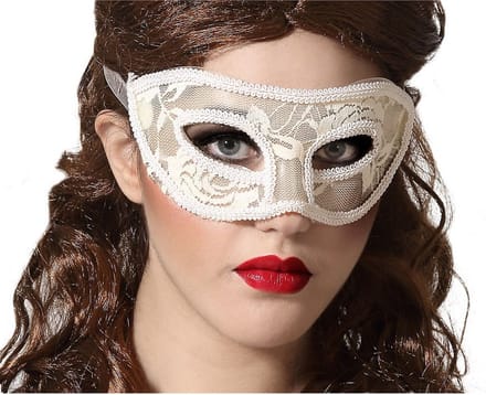 Verkleed oogmasker - wit - kant patroon - volwassenen - Halloween/gemaskerd bal