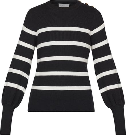 SISTERS POINT Hani-stripe1 - Dames Trui - Black/cream - Maat S